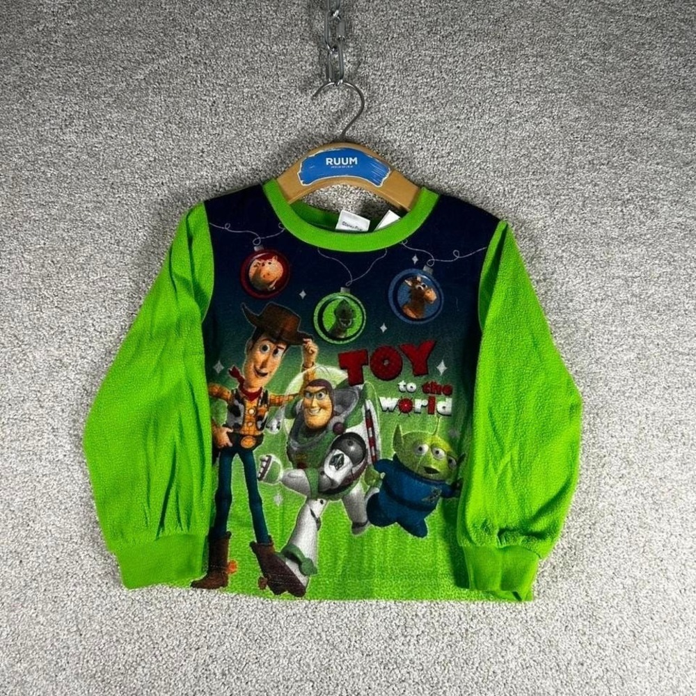 Vintage 2000s Toy Story 3 toddler 4t green graphic long sleeve sleep shirt